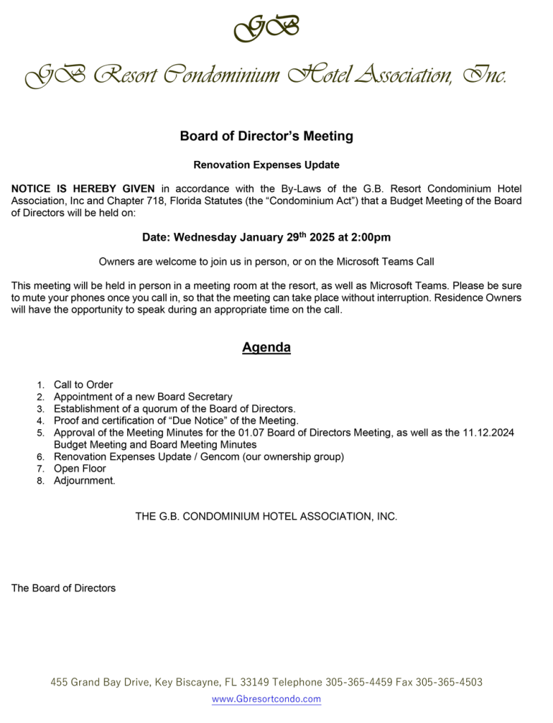 01.29.2025 BoD Meeting Agenda